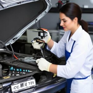 автоэлектрик устонавливает камеру